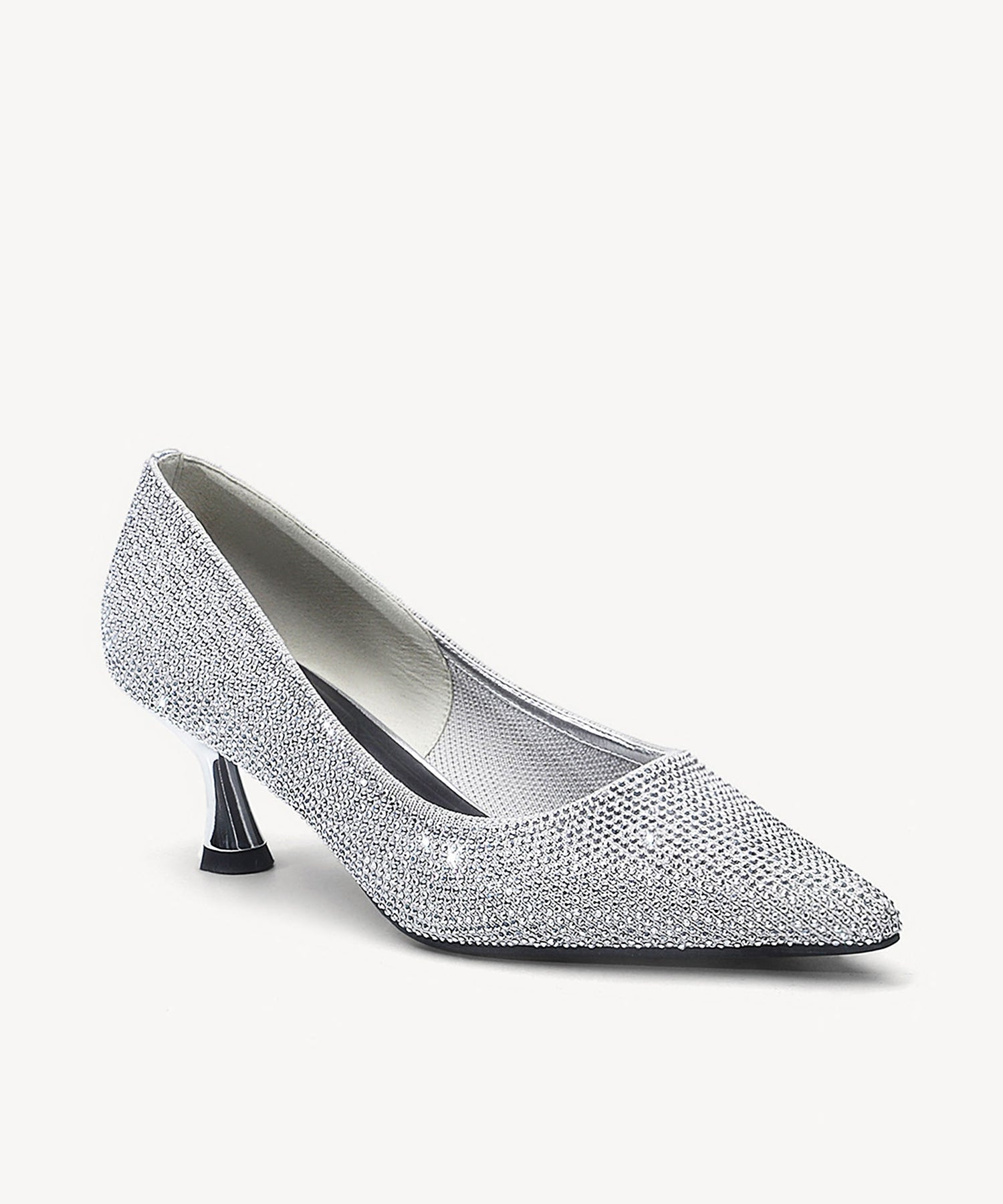 EternalPace Diamond Pointed Toe Heeled Pump - Low Heeled - Silver / US 8.5 | EU 39.5 | UK 6.5