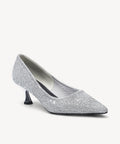 EternalPace Diamond Pointed Toe Heeled Pump - Low Heeled - Silver / US 10 | EU 41.5 | UK 8