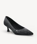 EternalPace Diamond Pointed Toe Heeled Pump - Low Heeled - Black Silver / US 5 | EU 35 | UK 3