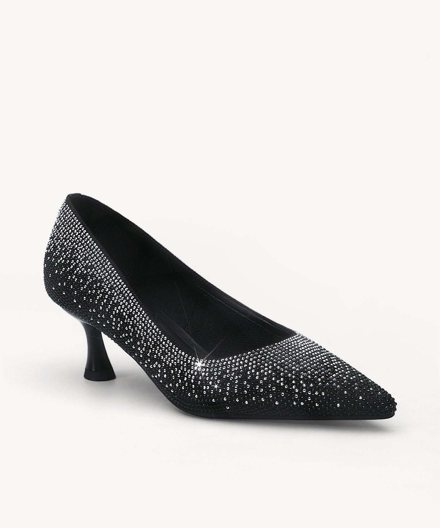 EternalPace Diamond Pointed Toe Heeled Pump - Low Heeled - Black Silver / US 6 | EU 36.5 | UK 4