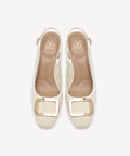 Signature Buckle Square Toe Heeled Slingback