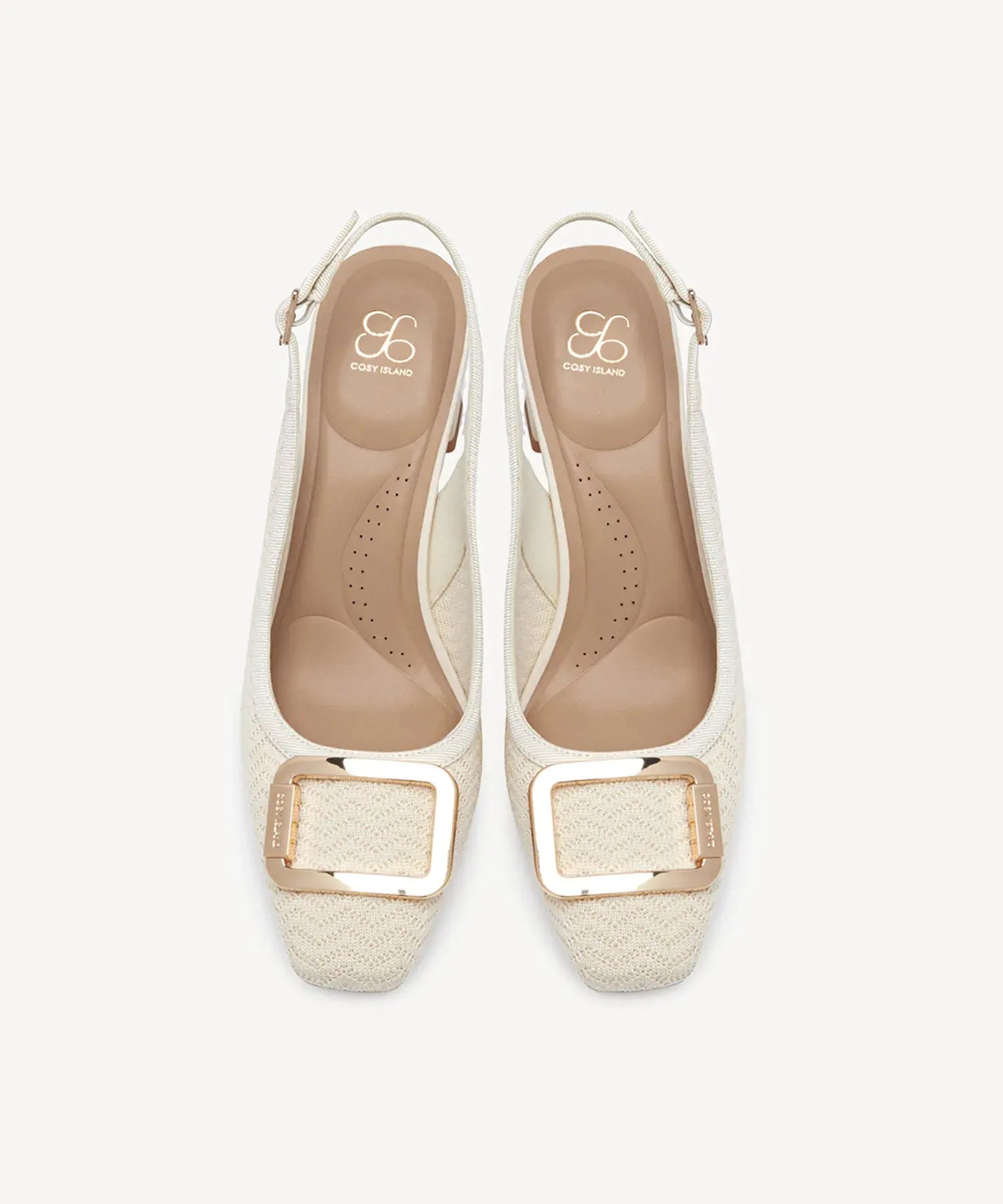 Signature Buckle Square Toe Heeled Slingback