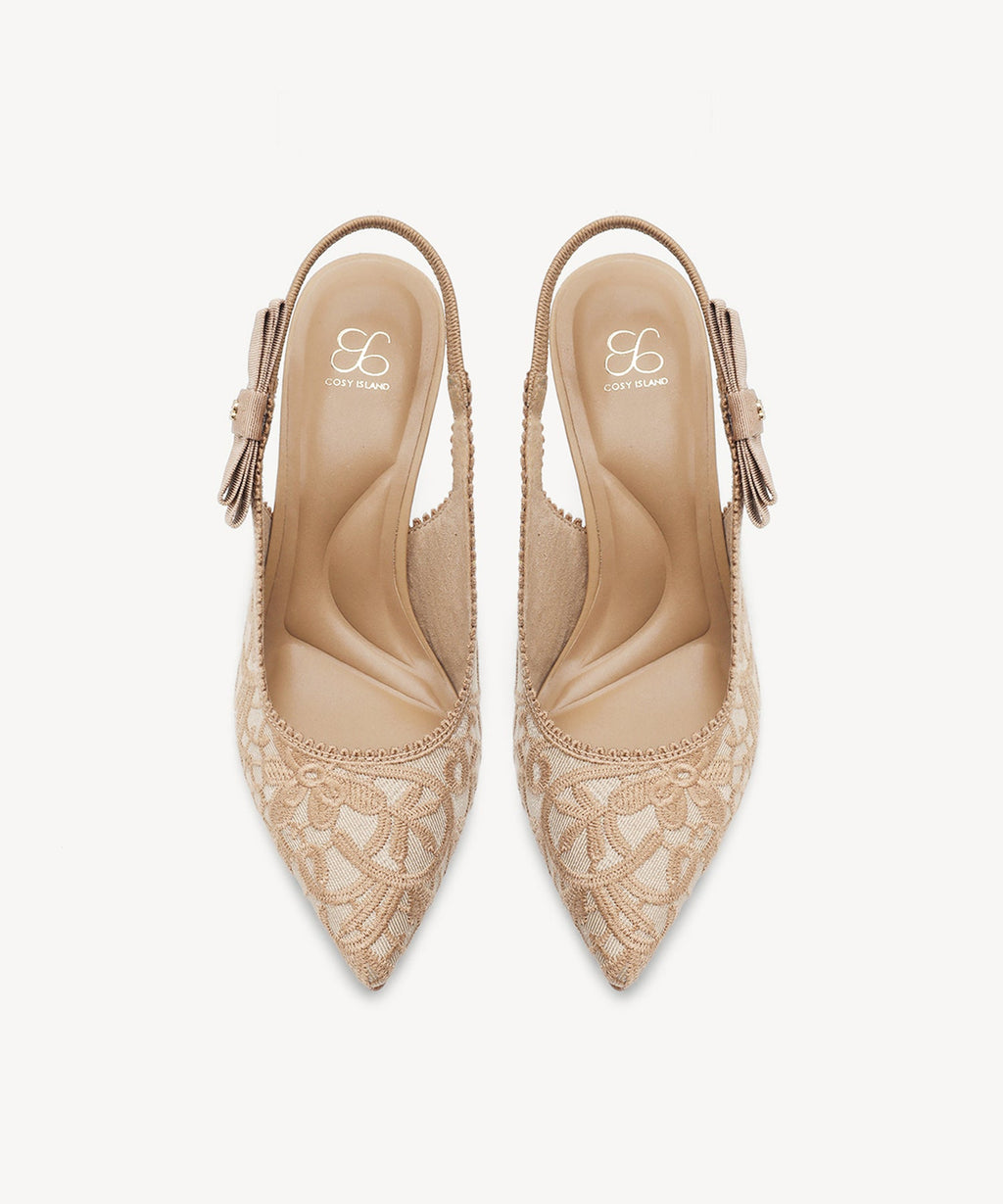 EverLush Bowknot Pointed Toe Heeled Slingback