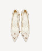 Crystal Flower Pointed Toe Heeled Pump