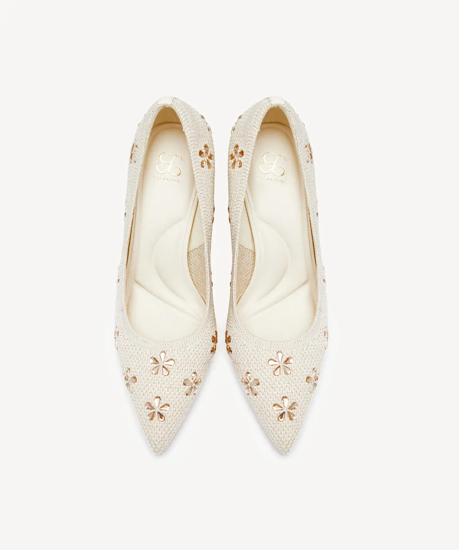 Crystal Flower Pointed Toe Heeled Pump