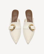 EasyChic Buckle Pointed Toe Kitten Heeled Mule