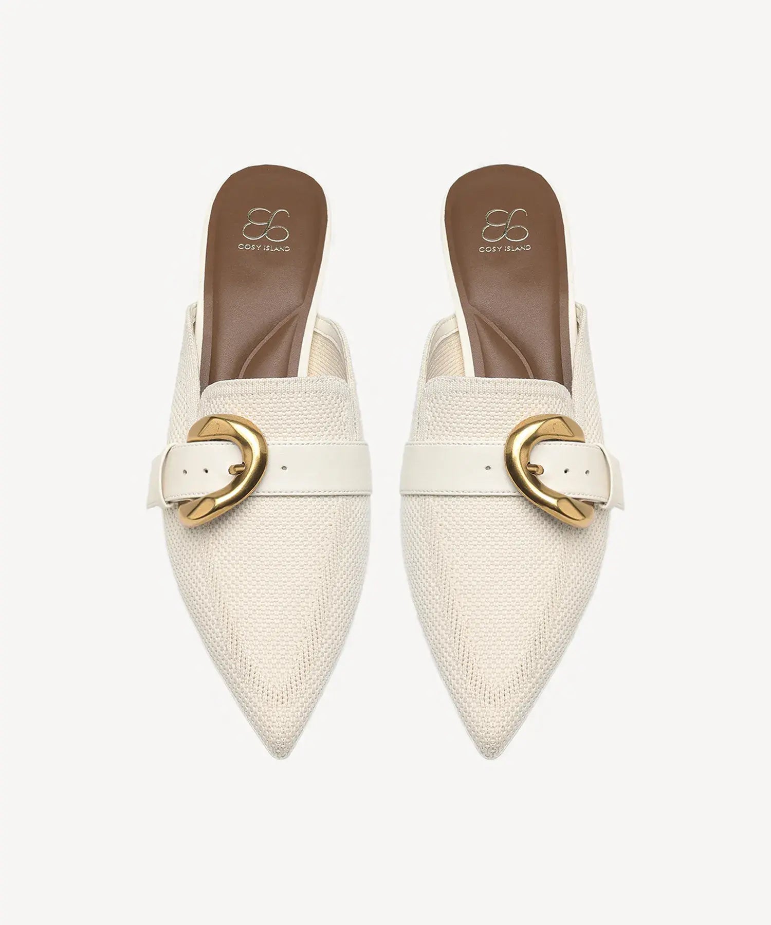 EasyChic Buckle Pointed Toe Kitten Heeled Mule
