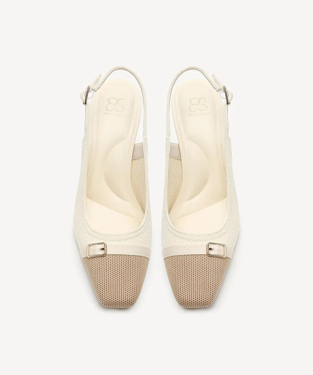 Colorblock Square Toe Heeled Slingback
