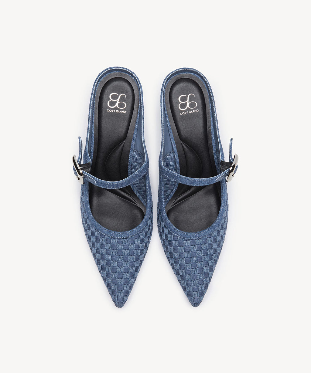 GraceLithe Denim Pointed Toe Heeled Mule