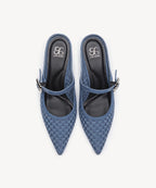 GraceLithe Denim Pointed Toe Heeled Mule