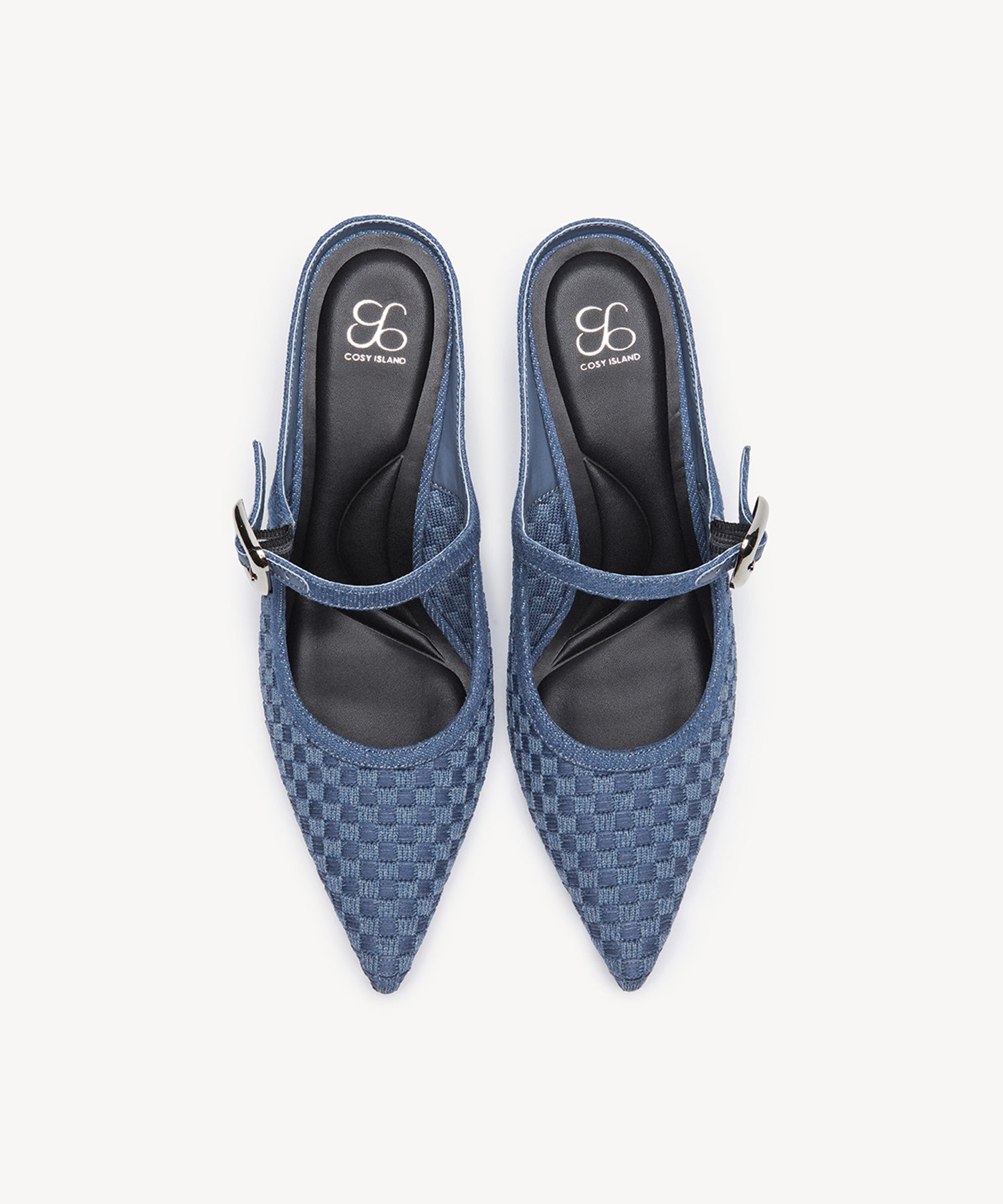 GraceLithe Denim Pointed Toe Heeled Mule