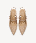 EmbroDance Pointed Toe Platform Heeled Slingback