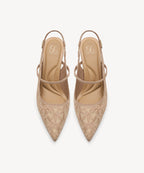 EmbroDance Pointed Toe Platform Heeled Slingback