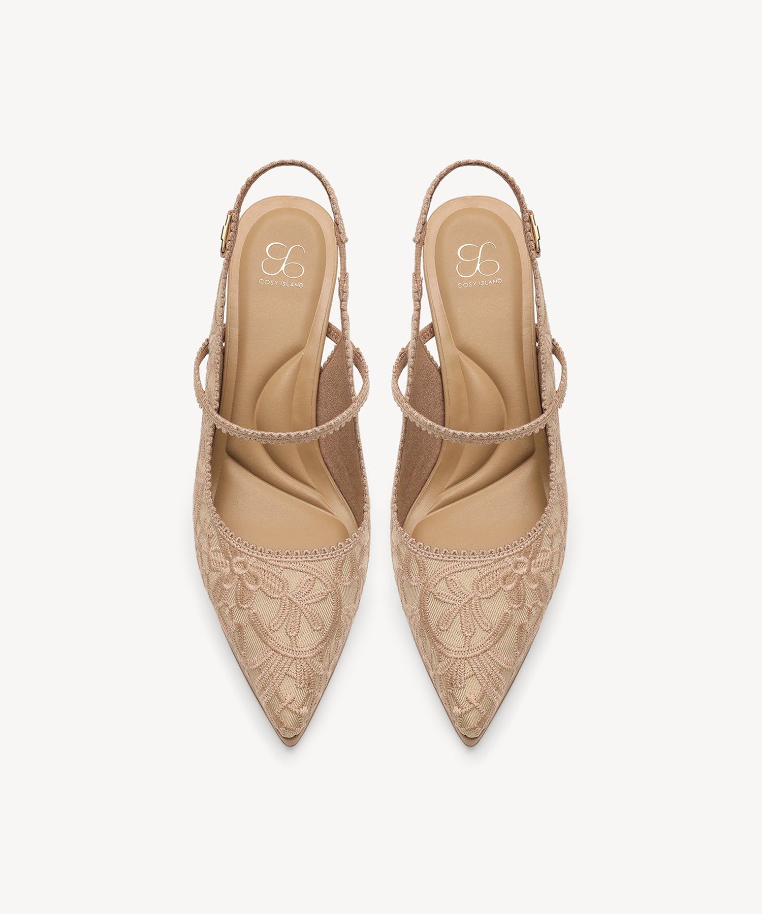 EmbroDance Pointed Toe Platform Heeled Slingback