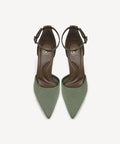 Bicolor Strapped Pointed Toe Stiletto Pump