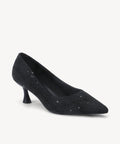EternalPace Diamond Pointed Toe Heeled Pump - Low Heeled - Black / US 9 | EU 40 | UK 7