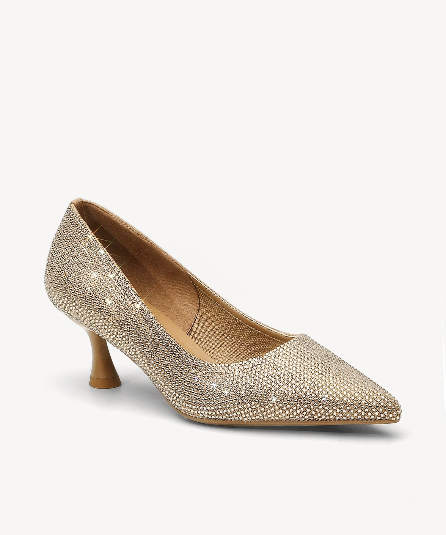 EternalPace Diamond Pointed Toe Heeled Pump - Low Heeled - Gold / US 10 | EU 41.5 | UK 8