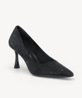 EternalPace Diamond Pointed Toe Heeled Pump - 2X Wide - Black / US 12 | EU 44 | UK 10