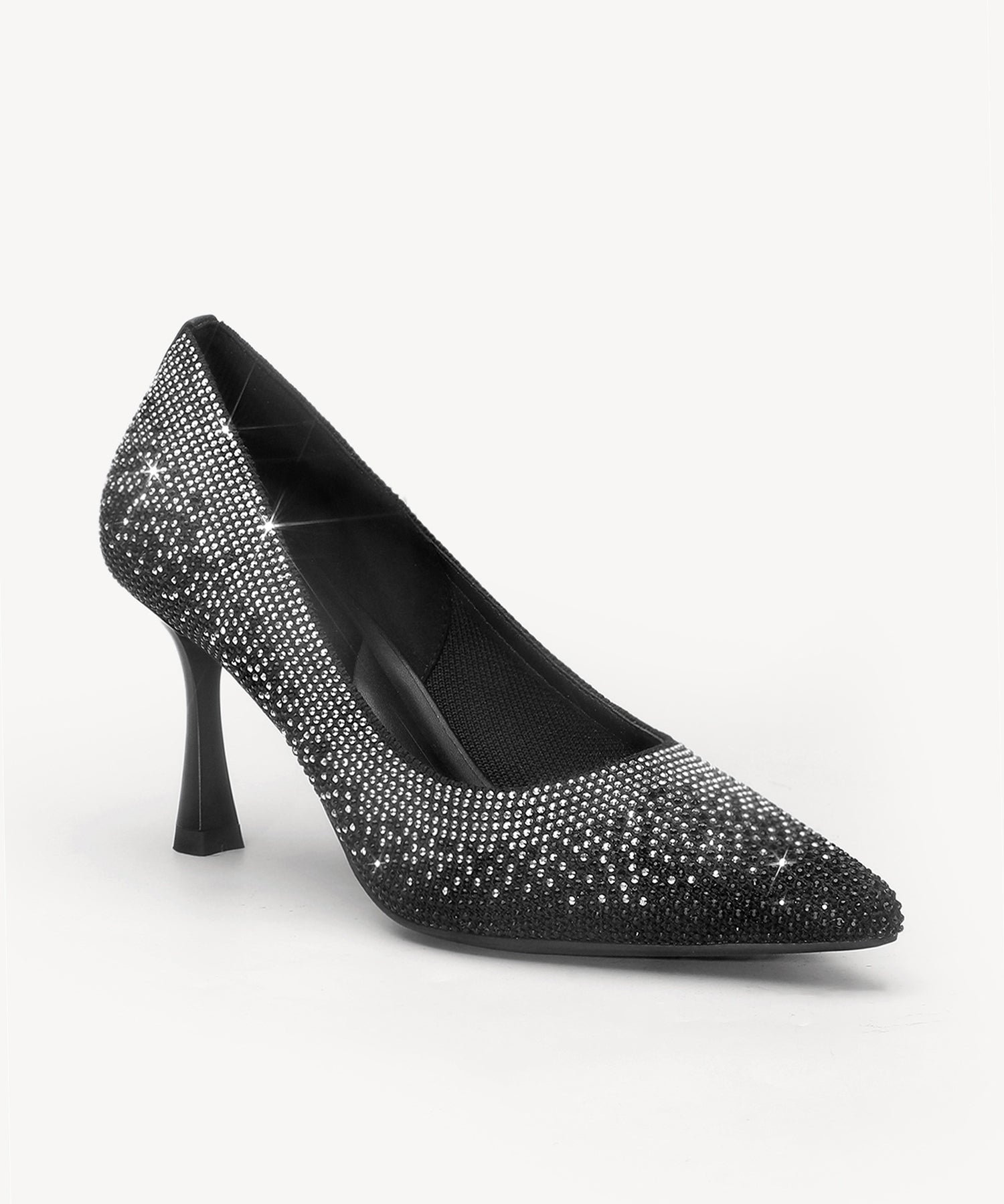 EternalPace Diamond Pointed Toe Heeled Pump - Black Silver / US 5 | EU 35 | UK 3