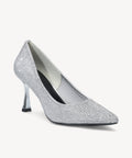 EternalPace Diamond Pointed Toe Heeled Pump - 2X Wide - Silver / US 12 | EU 44 | UK 10