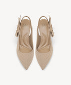 EverLush Bowknot Pointed Toe Heeled Slingback - Low Heeled