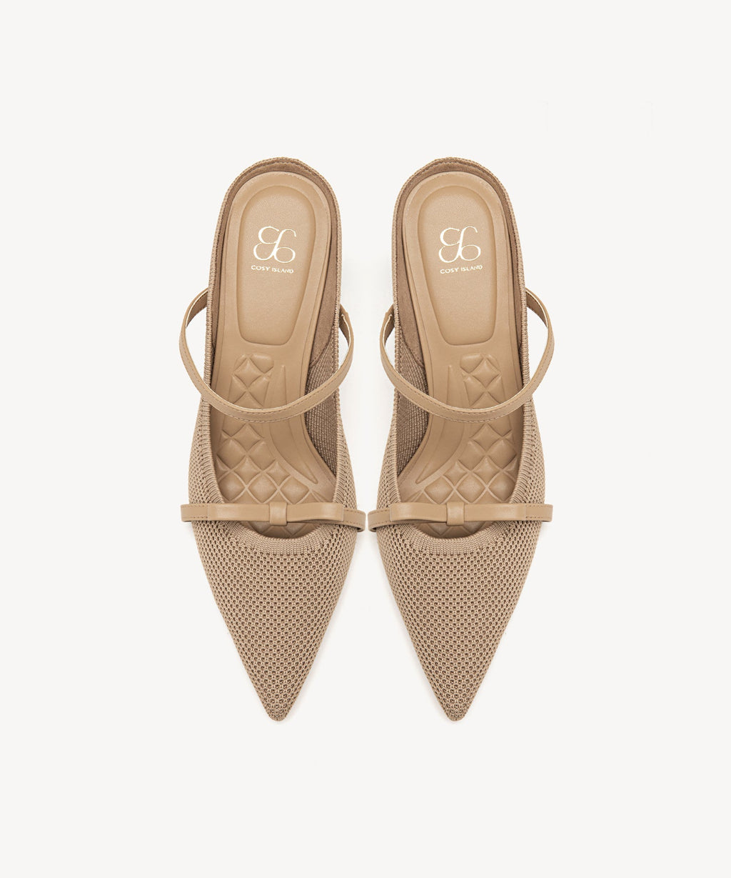 Elegant Bow Pointed Toe Heeled Mule