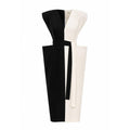Fashion Midi Dress With Belt And Bold Shoulders – Black & Ivory