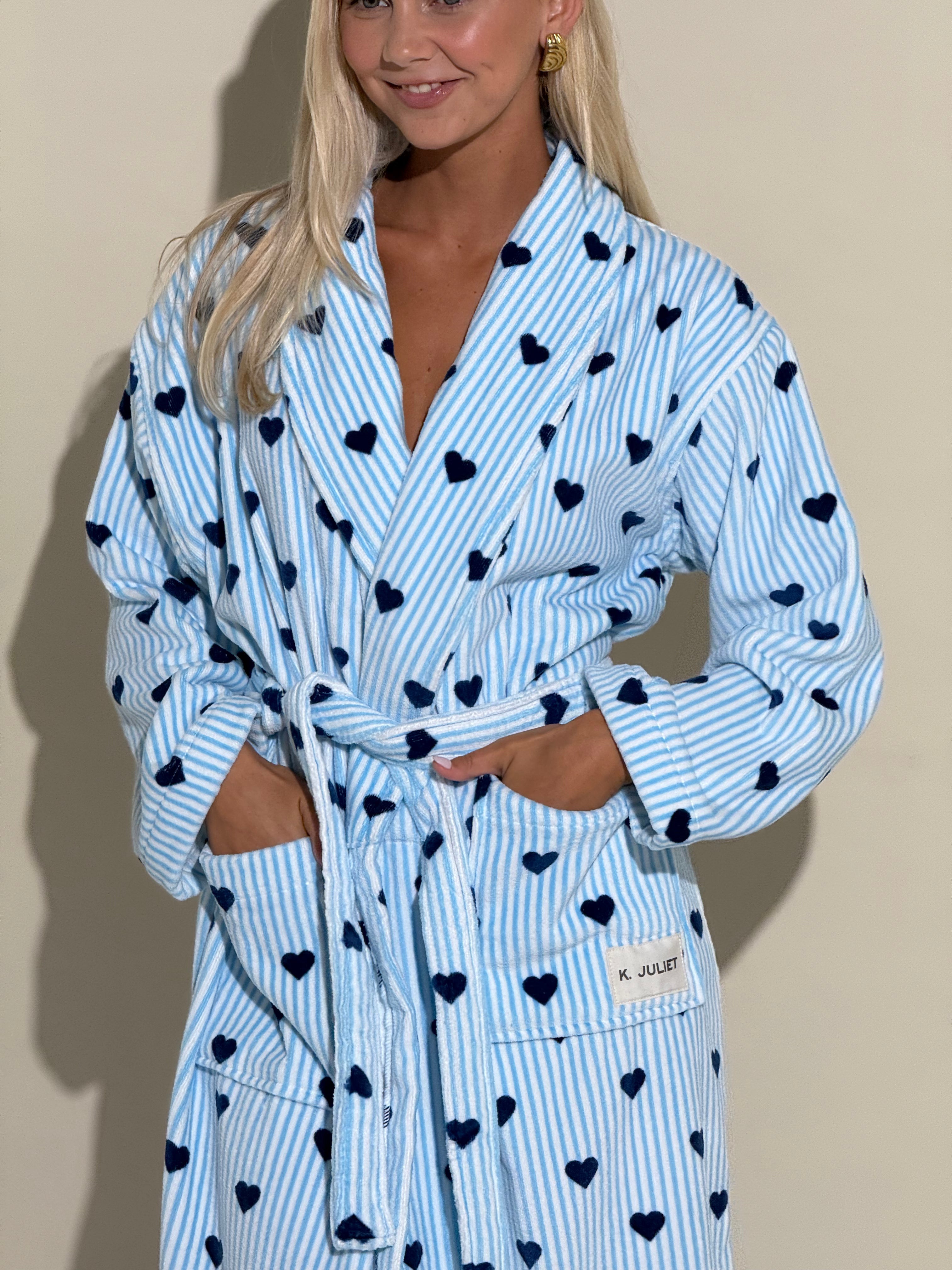 K. Juliet Blue Hearts Cotton Beach Bathrobe