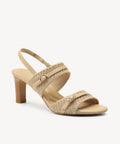 SteadyWeave Block Heeled Double Strap Sandal - Apricot / US 9 | EU 40 | UK 7