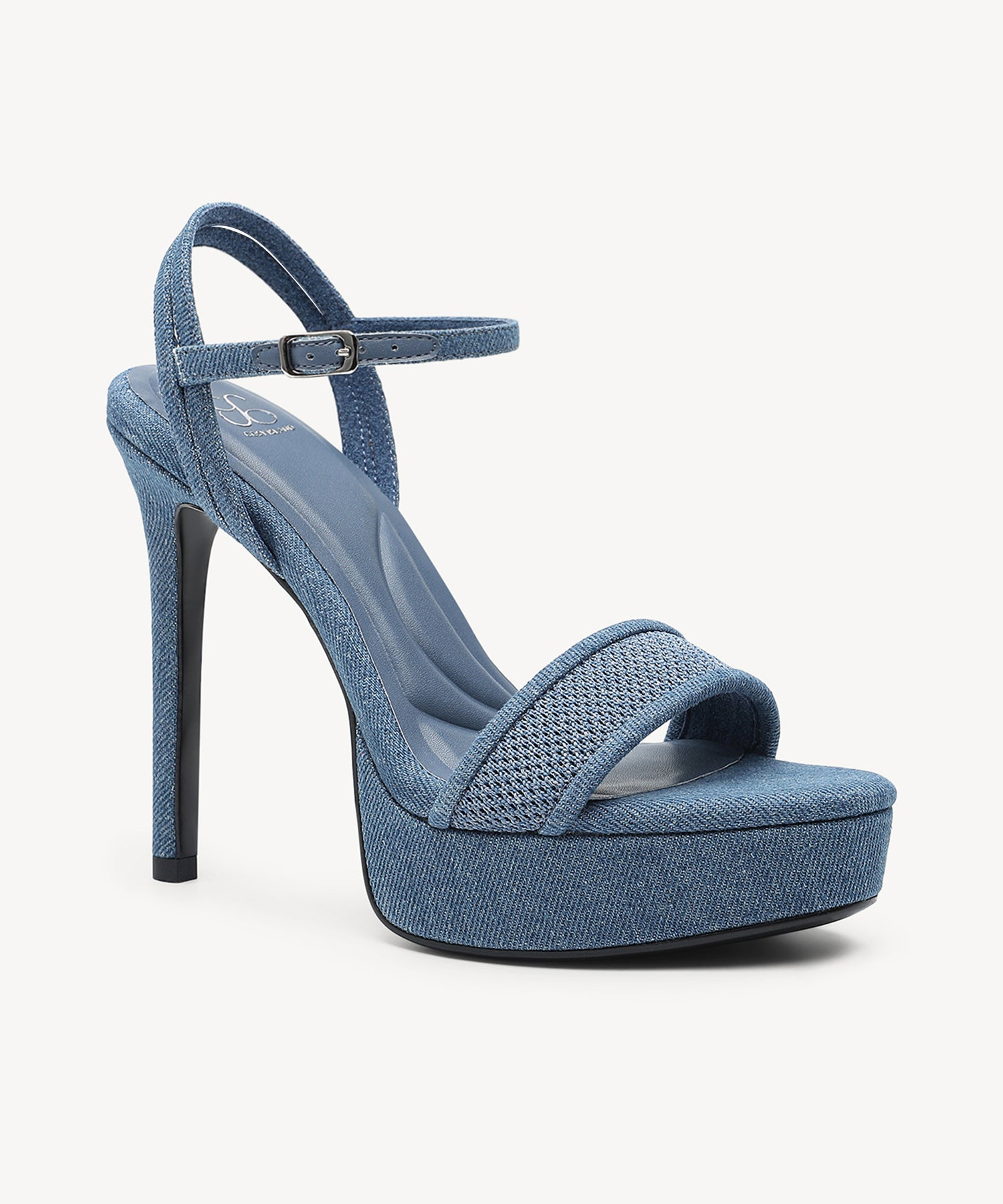 DenimLoft Strapped Platform Heeled Sandal - Blue / US 5 | EU 35 | UK 3