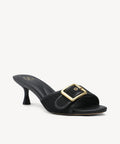 BuckleGrace Woven Kitten Heeled Sandal - Black / US 7 | EU 37.5 | UK 5