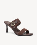 GildGlide Buckle Stiletto Double Strap Sandal - Coffee / US 8 | EU 39 | UK 6