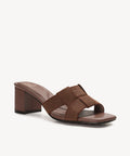 PebbleGrace Woven Block Heeled Sandal - Coffee / US 8 | EU 39 | UK 6