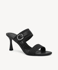 GildGlide Buckle Stiletto Double Strap Sandal - Black / US 7 | EU 37.5 | UK 5