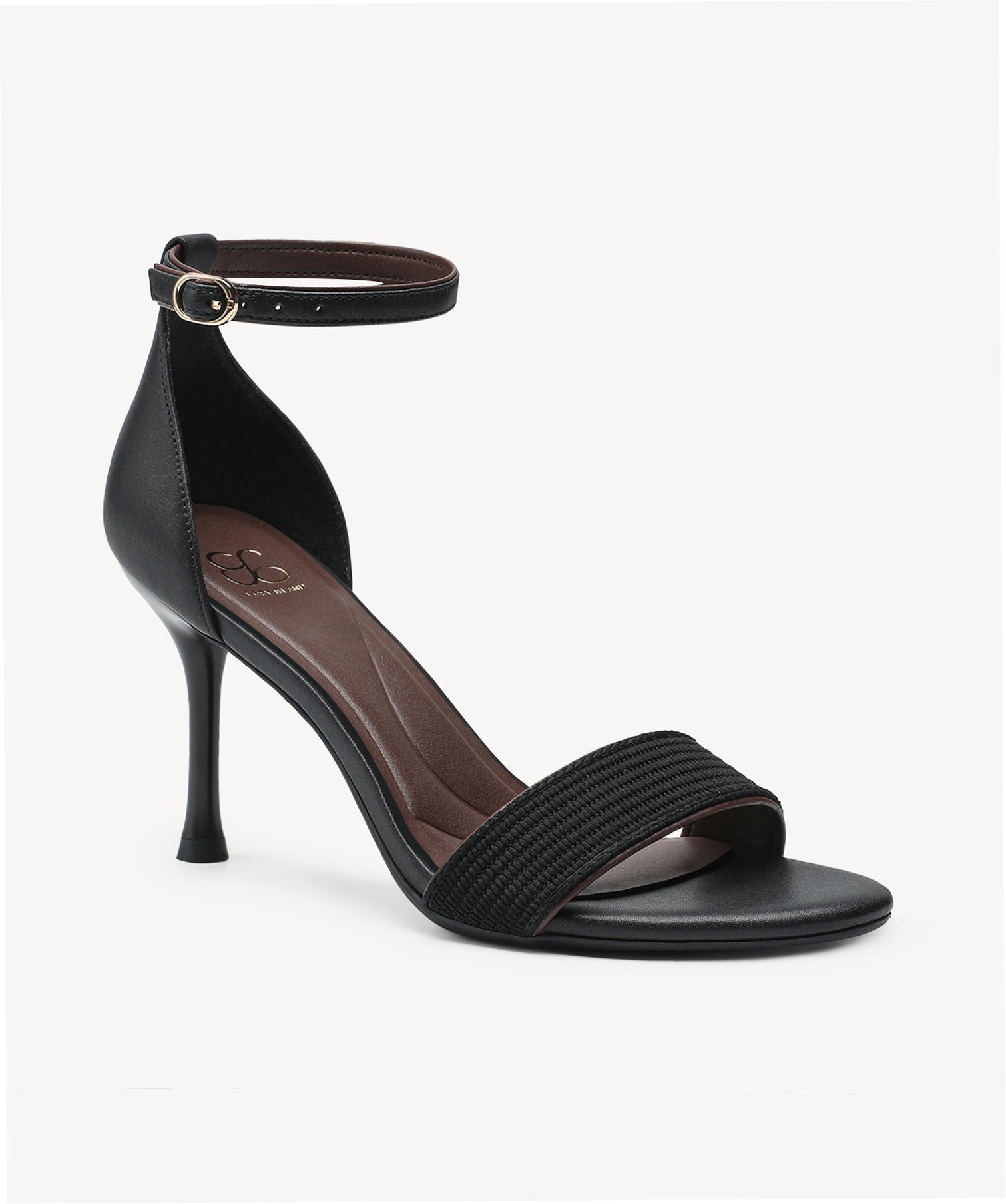 VibeStrap Single-Band Round Toe Heeled Sandal - Black / US 7 | EU 37.5 | UK 5