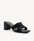 PebbleGrace Woven Block Heeled Sandal - Black / US 7 | EU 37.5 | UK 5