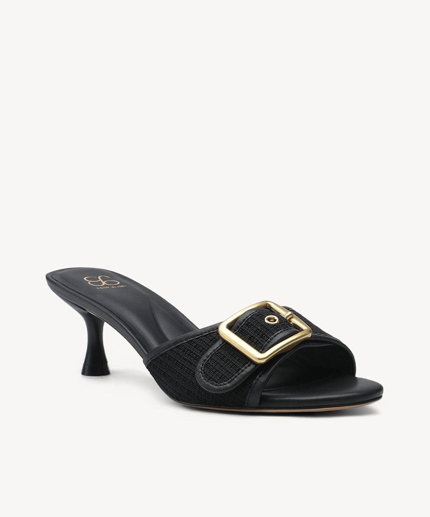BuckleGrace Woven Kitten Heeled Sandal - Black / US 9 | EU 40 | UK 7