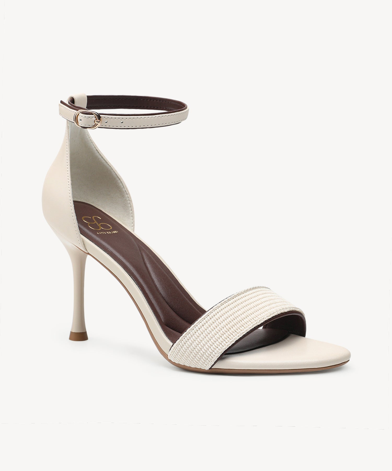 VibeStrap Single-Band Round Toe Heeled Sandal - Cream / US 7 | EU 37.5 | UK 5