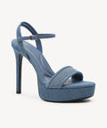 DenimLoft Strapped Platform Heeled Sandal - Blue / US 8 | EU 39 | UK 6