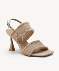 DenimTrim Square Toe Stiletto Sandal - Apricot / US 8.5 | EU 39.5 | UK 6.5