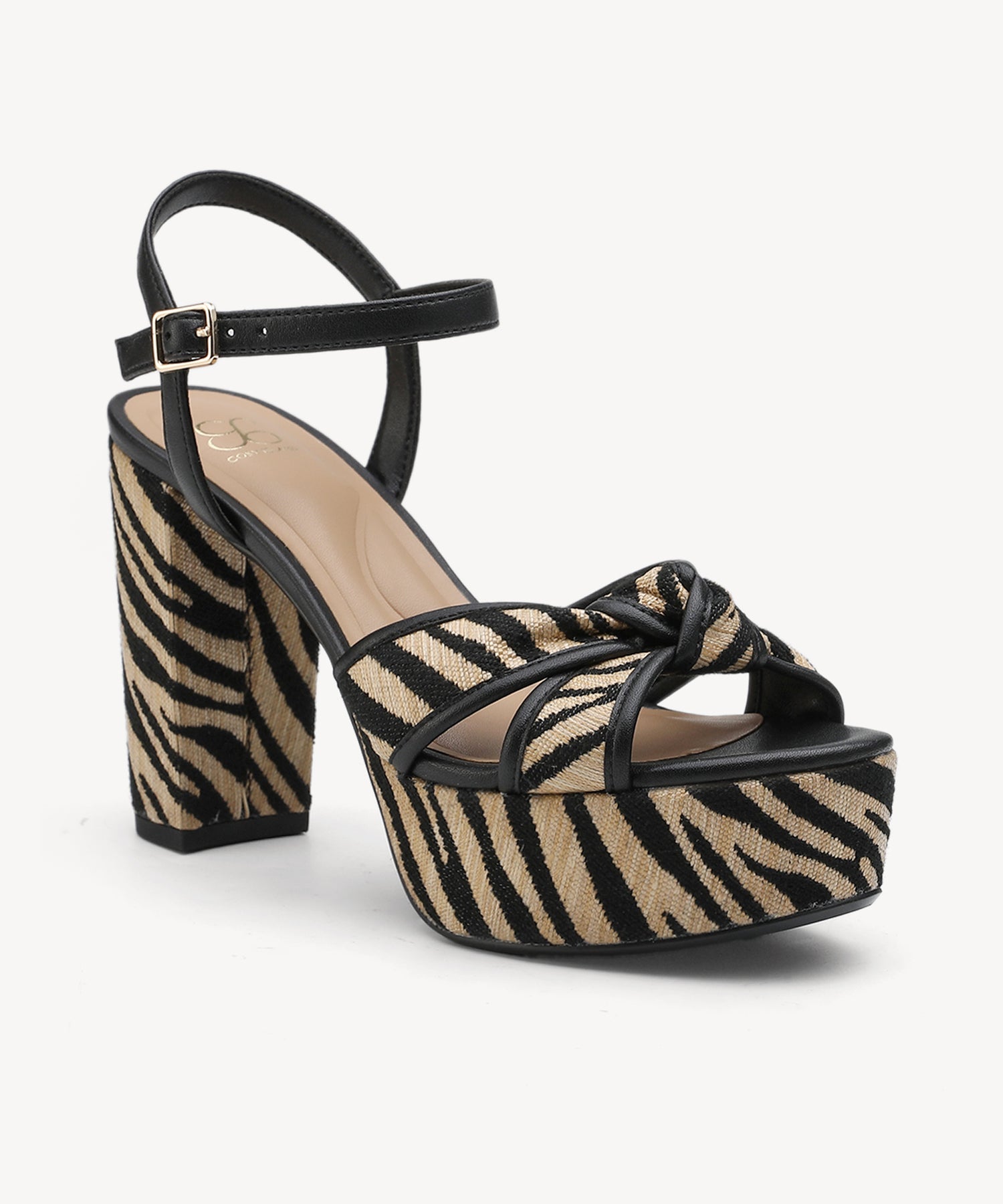 Elegance Raffia Platform Sandal - Apricot Zebra / US 9 | EU 40 | UK 7