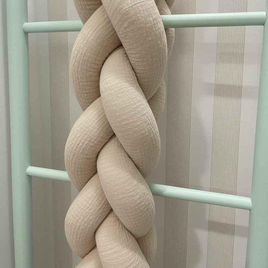 Braided Cot Protector 210cm BEIGE Muslin