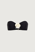 Rosette Bandeau Top (Faux Suede Black/Cream)