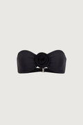 Rosette Bandeau Top (Faux Suede Black/Black)