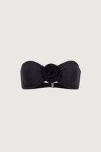 Rosette Bandeau Top (Faux Suede Black/Black)