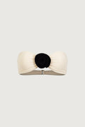 Rosette Bandeau Top (Faux Suede Cream/Black)
