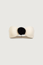 Rosette Bandeau Top (Faux Suede Cream/Black)