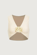 Rosette Tank Top (Faux Suede Cream/Cream)