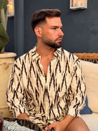 Camisa Ikat - Blanco y Negro