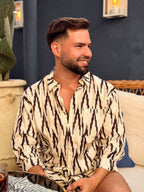 Camisa Ikat - Blanco y Negro